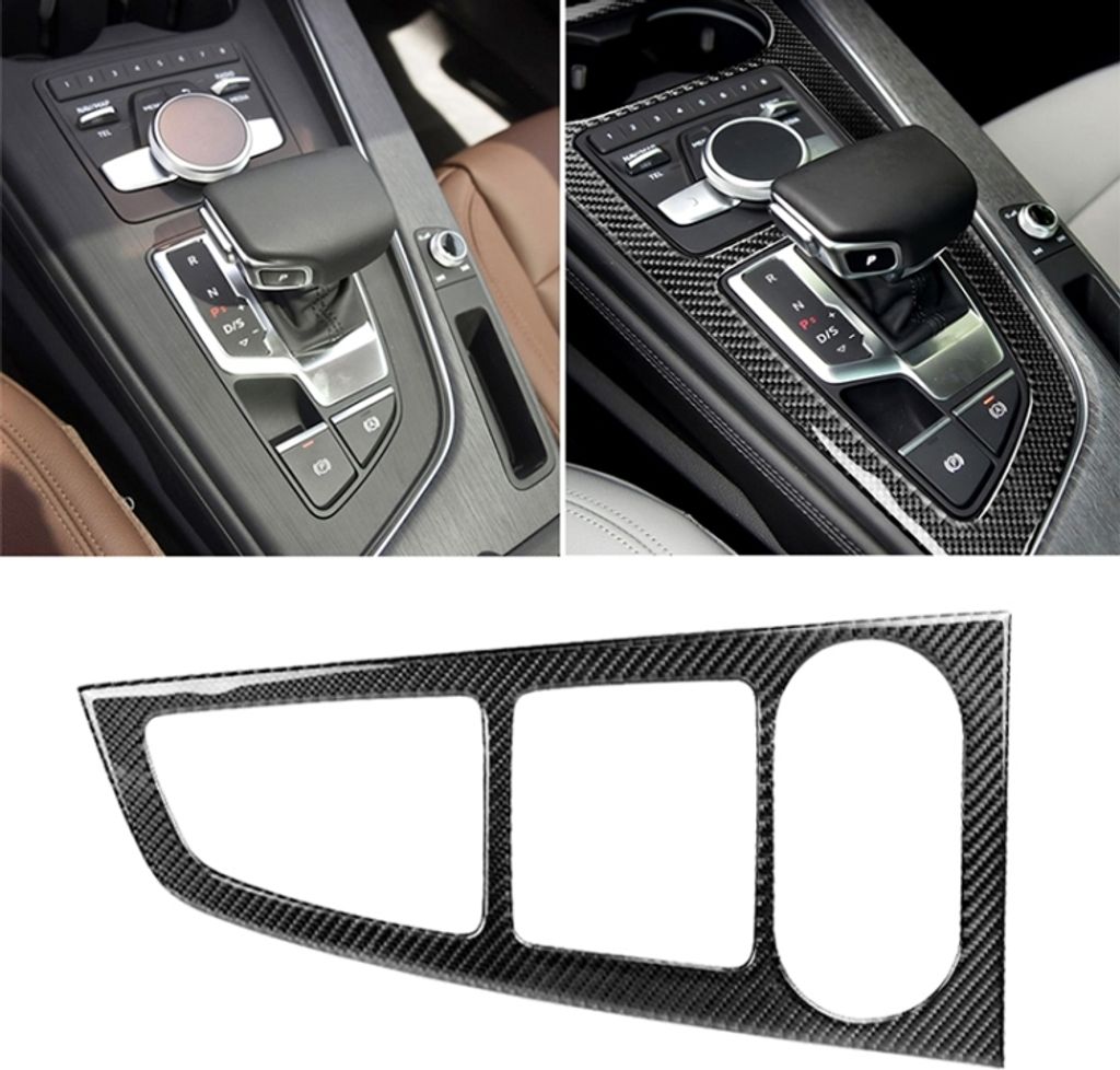 Auto Carbon Fiber Gear Position Panel Dekorative Aufkleber für Audi 2017-2018 A4L / 2017-2018 A5 / 2016-2017 A4 B9, Left Drive
