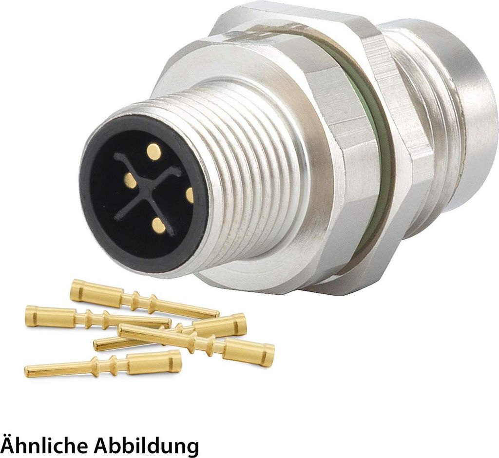 HUMMEL SET inkl. Kontakte M12 Power Gerätesteckverbinder, Crimpeinsatz gerade K-kodiert Polzahl 4+PE, Stift /