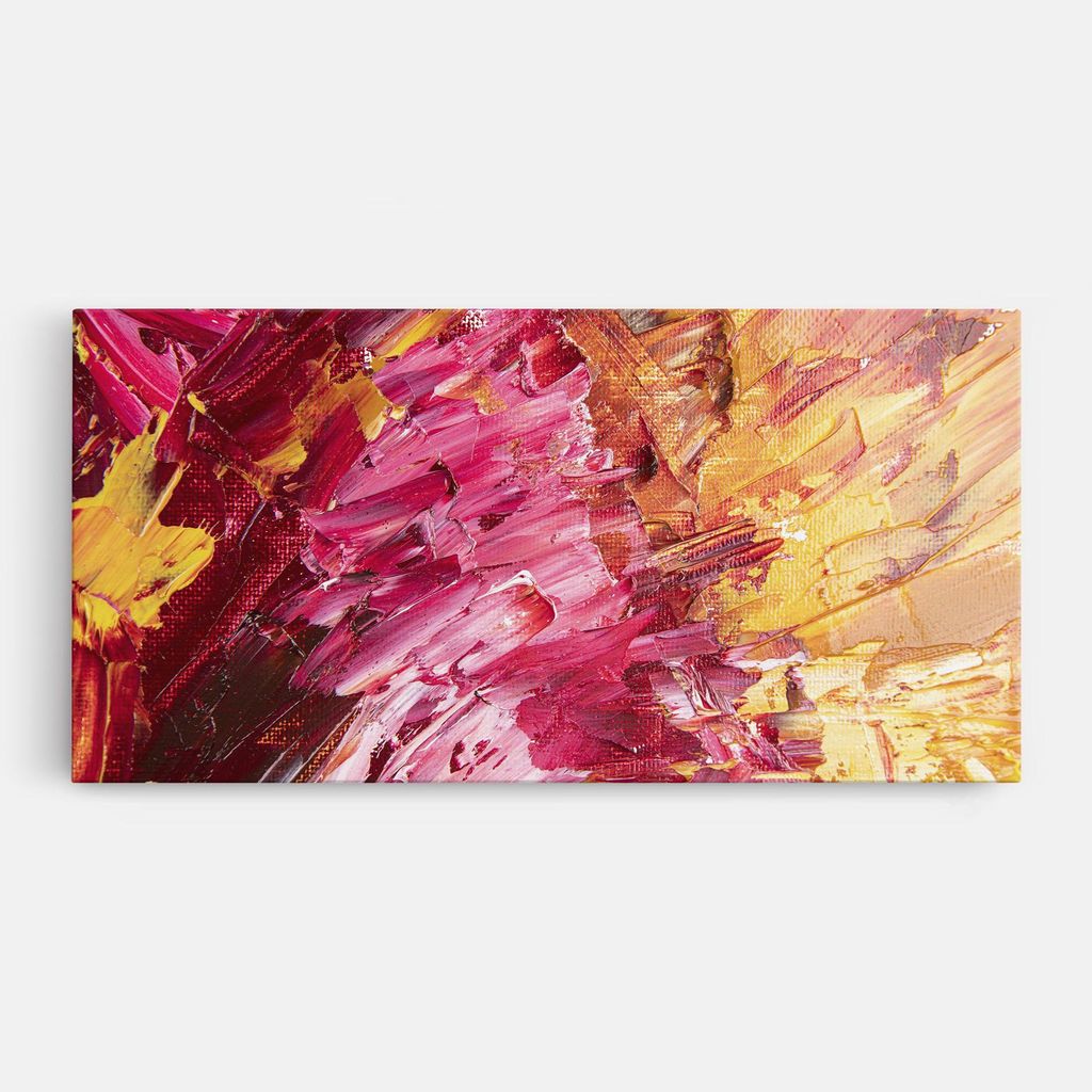 ARTHUB Leinwandbild 50x100 cm, Flat Pink Acrylic | Wohnzimmerdekoration, Hängende Bilder, Wanddekoration, Heimdekoration, Abstrakte, Lebendige F...