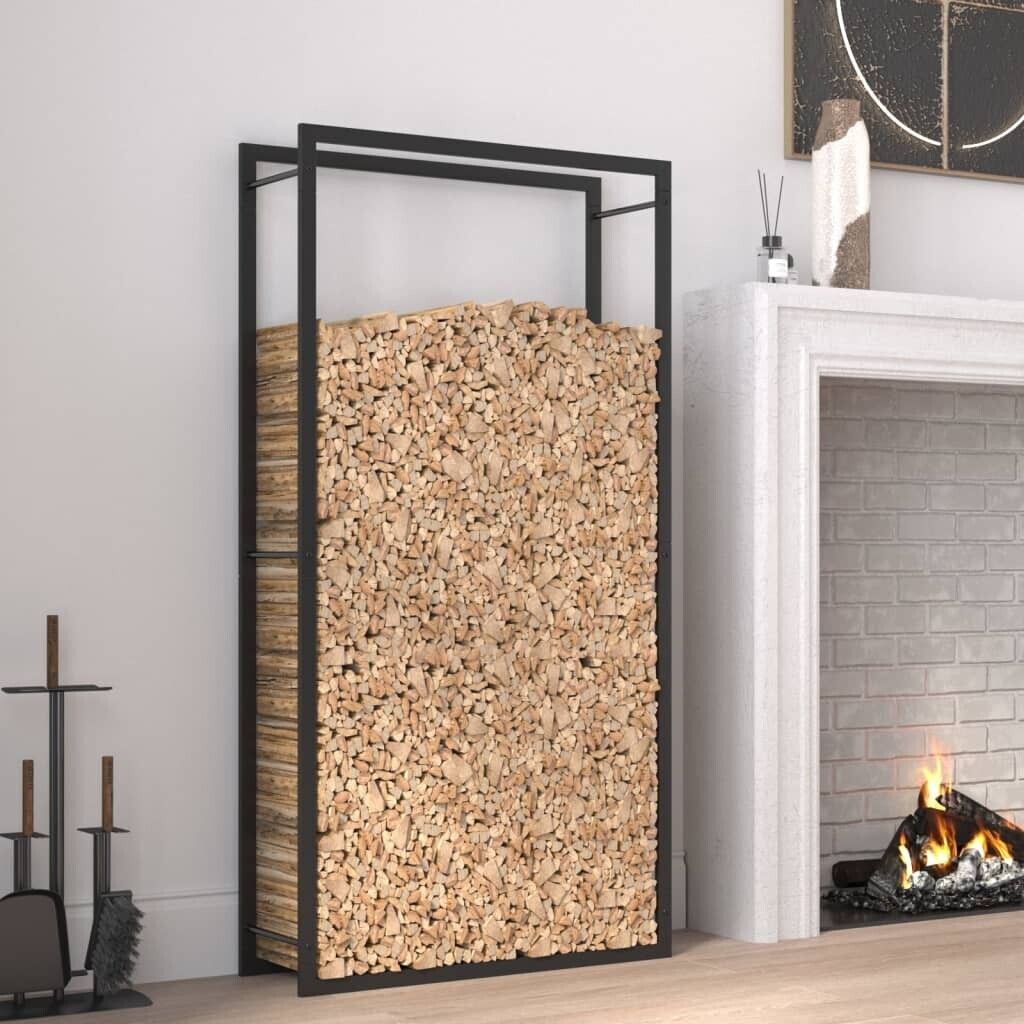 vidaXL Étagère à bois de chauffage noir mat 80x28x154 cm Image du produit 
