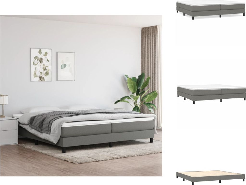 vidaXL Boxspringbett Dunkelgrau 200x200 cm Stoff - Betten & Bettgestelle