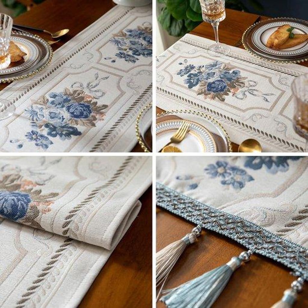 Elegante Tafelloper weiß mit Fransen für Esszimmer