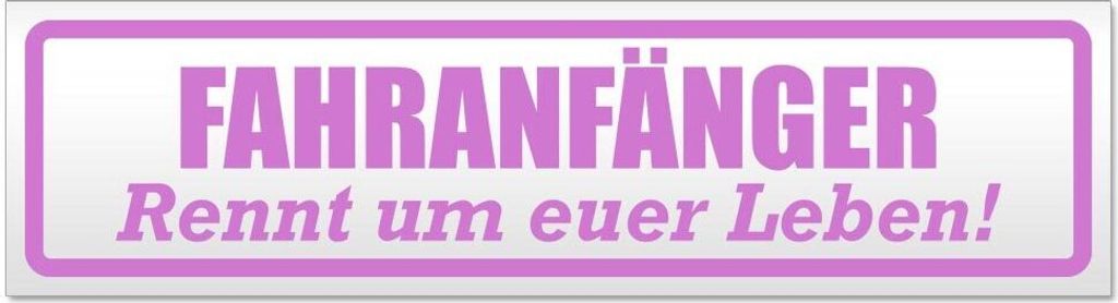 Kiwistar - Autoaufkleber - Flieder - 20 x 5,3 cm - Fahranfänger rennt Leben - Hinweis Aufkleber Sticker für Auto, Kfz, Fahrrad, PKW, LKW