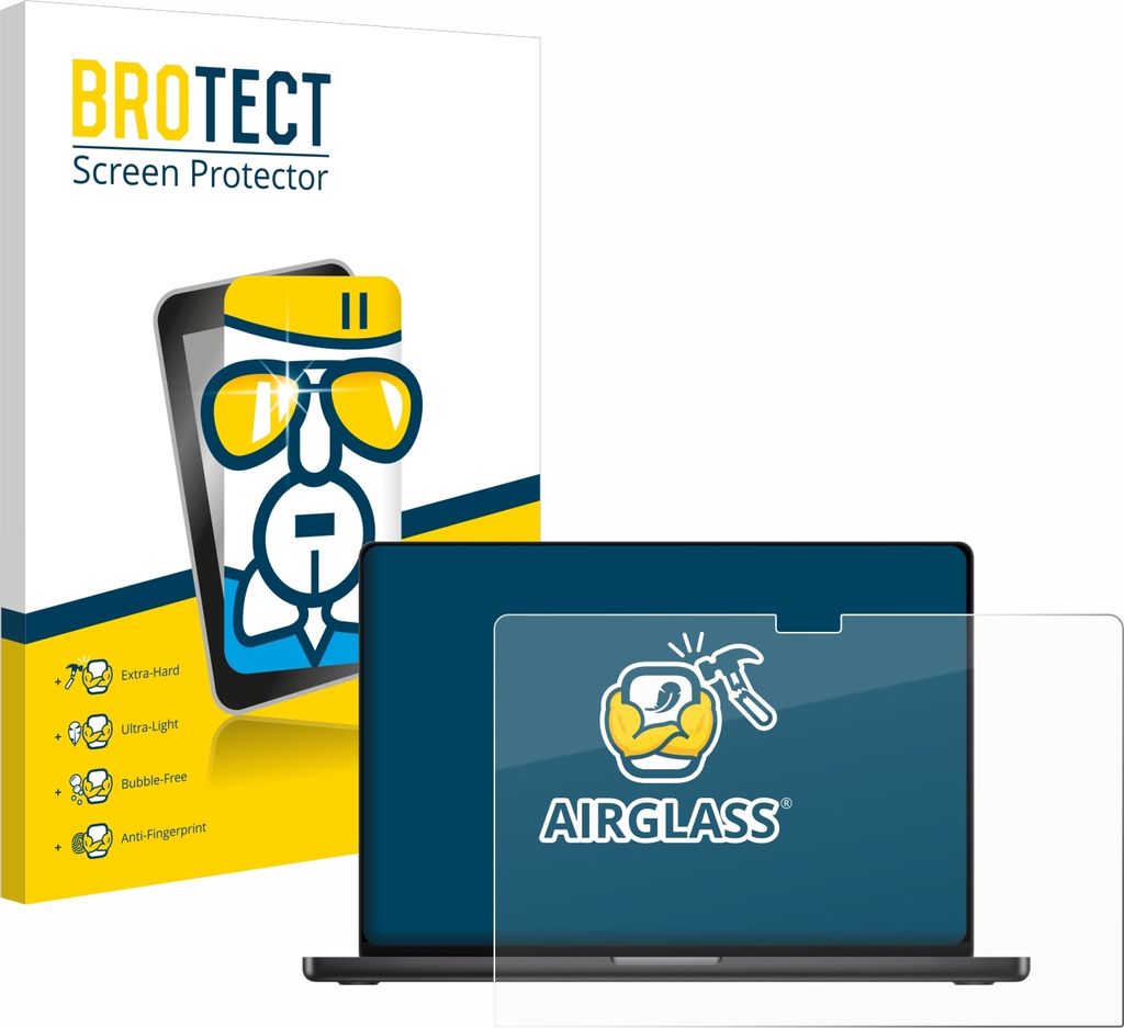 BROTECT Schutzglas für Apple MacBook Pro 16" 2024 M4 Schutzfolie Panzer Folie Glas Display Schutz klar
