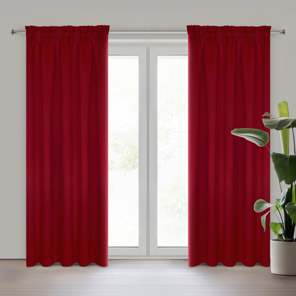 Vorhang BLACKOUT rot 135x270 cm Kräuselband Produktbild 
