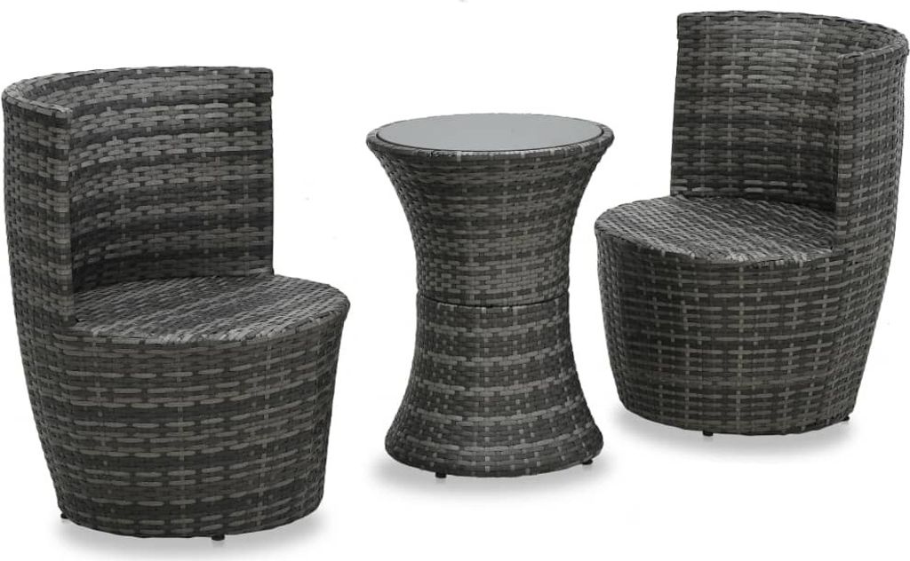 vidaXL Ensemble Bistro 3 pièces avec coussins Poly Rattan Image du produit 