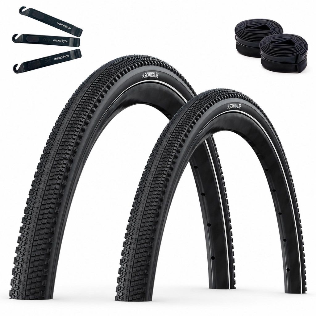 2 x Schwalbe G-One Comp Plus Drahtreifen Active PunctureGuard Green Compound E-25 Schwarz+Reflex 45-622 (28 x 1.70") + 2 x Schwalbe Schläuche AV17...
