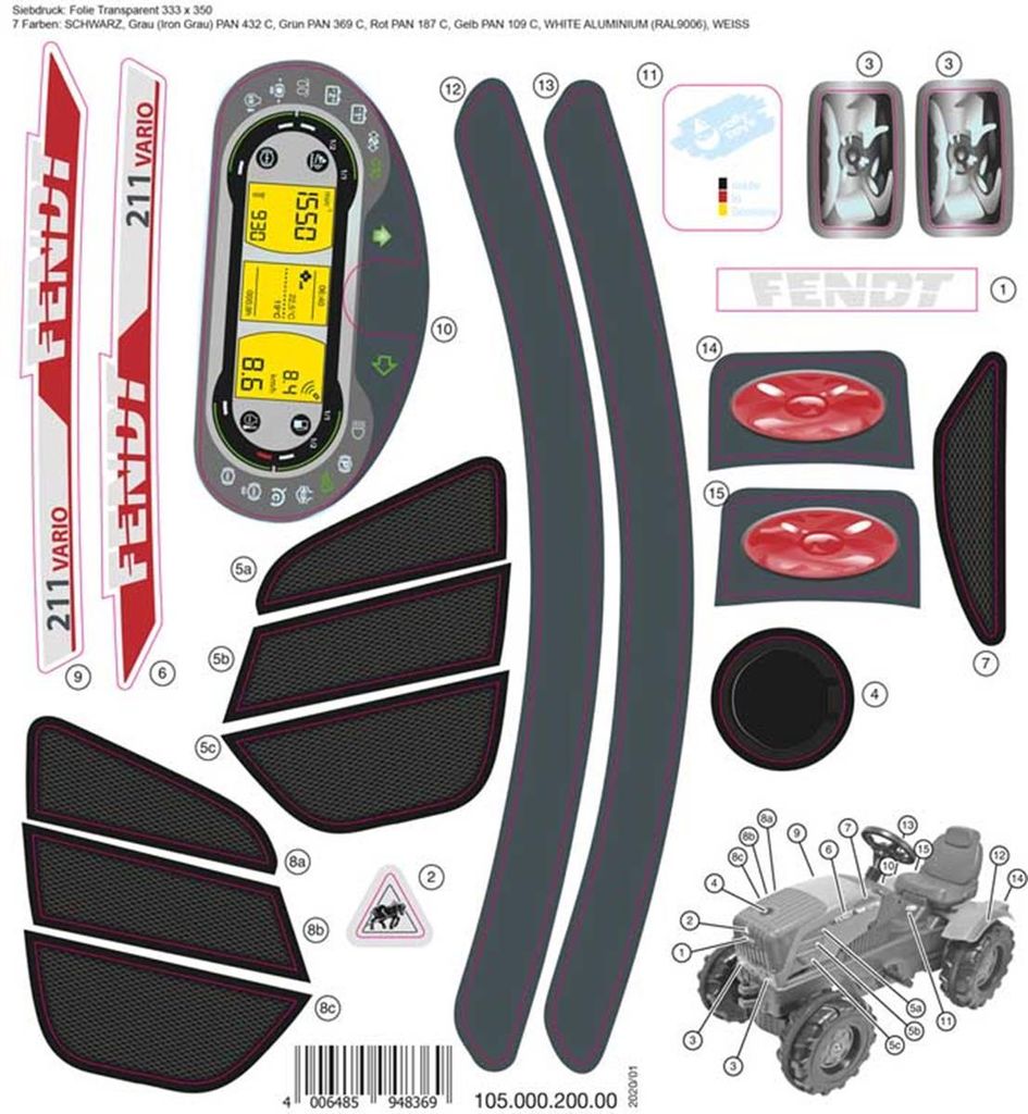 Adesivi Rolly Toys, modello Fendt 211 Vario Immagine del prodotto 