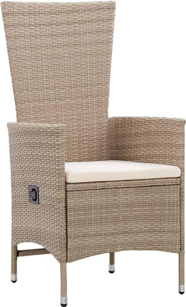 vidaXL Gartenstühle 2 Stk. mit Auflagen Poly Rattan Beige