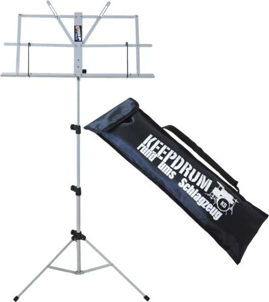 keepdrum MUS2SV Pied à musique argenté avec sac Image du produit 