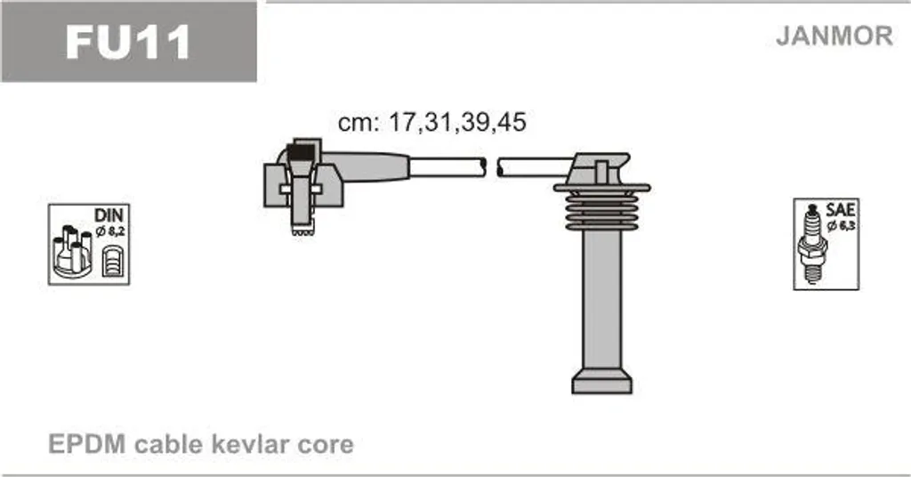 JANMOR FU11 Cavi Accensione Ford OE 1006346 | Qualità EPDM & Kevlar