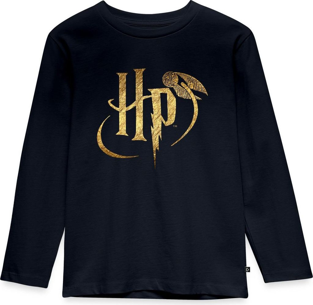Spreadshirt Harry Potter HP Logo Kinder Premium Langarmshirt, 98/104 (2 Jahre), Navy