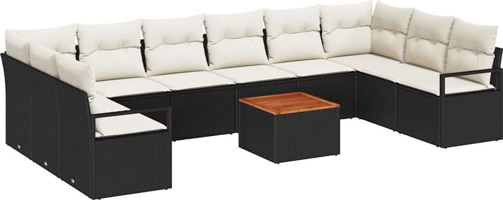 "WINTER SALE" Gartensofa-set - elegantes Design - Sitzgruppe mit Sofa, Tisch - mit Kissen 11 pcs Schwarz Poly-Rattan - Terassenmöbel NeuMöbel372062