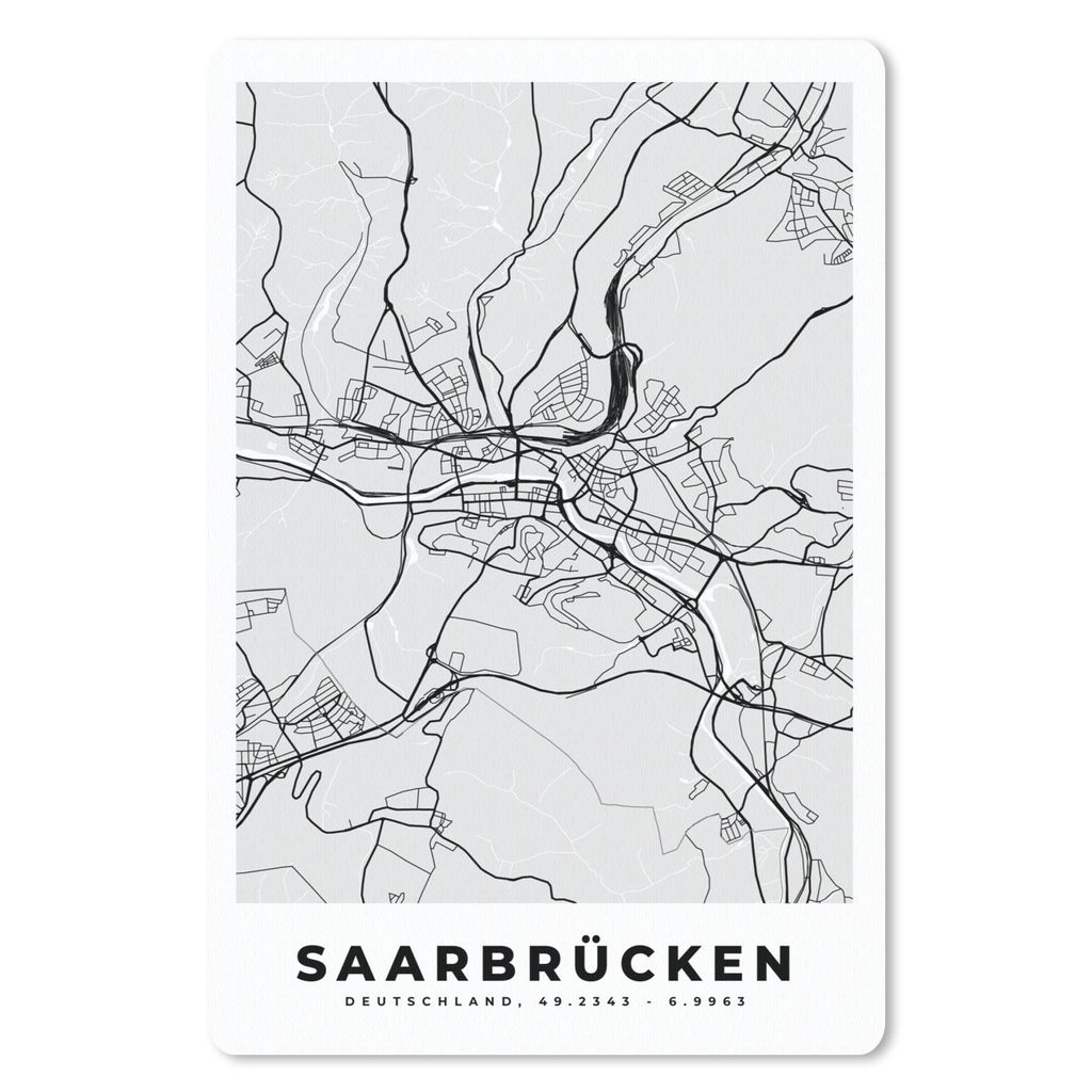 MuchoWow Mauspad Mousepad Stadtplan - Karte - Deutschland - Saarbrücken 40x60 cm - Mousepads - Maus Mat - Pad - Mausunterlage - Schreibtisch Acc...