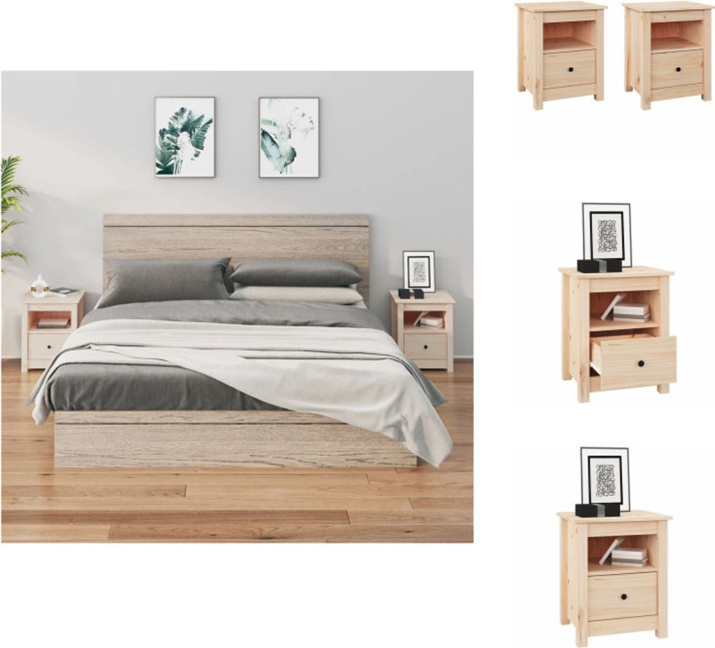 vidaXL Nachttische 2 Stk. 40x35x49 cm Massivholz Kiefer - Nachttische