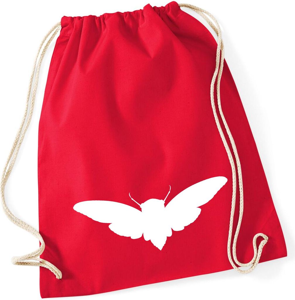 Huuraa Turnbeutel Motte Silhouette 12 Liter Classic Red Baumwolle Rucksack Geschenkidee