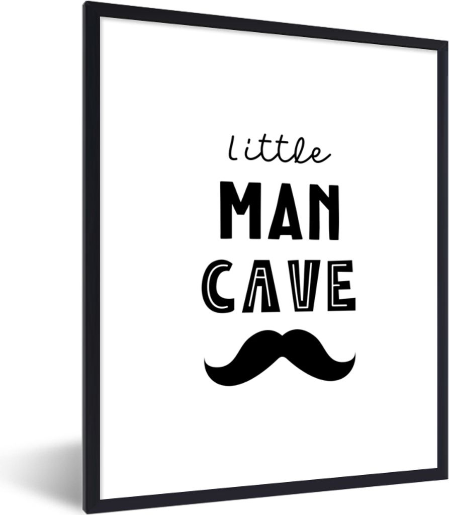 MuchoWow Gerahmtes Poster Zitate - Kleine Männerhöhle - Sprichwörter - Jungen - Kind 60x80 cm - Poster mit Schwarzem Bilderrahmen Wandposter R...