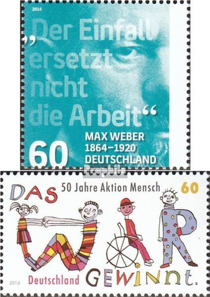 Briefmarken BRD (BR.Deutschland) 2014 Mi 3071,3072 (kompl.Ausg.) gestempelt Max Weber