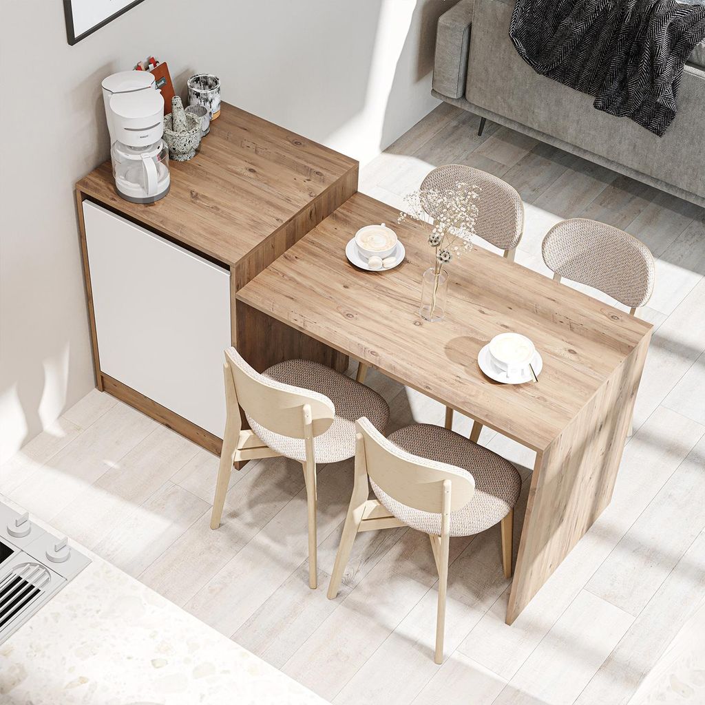 Roomart MILANO Kücheninsel 160 cm breit, Weiß-Eiche