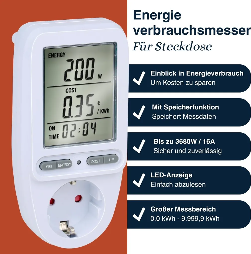 Prise avec Moniteur d'Énergie et Programmateur Intelligent 14,5 cm - 2