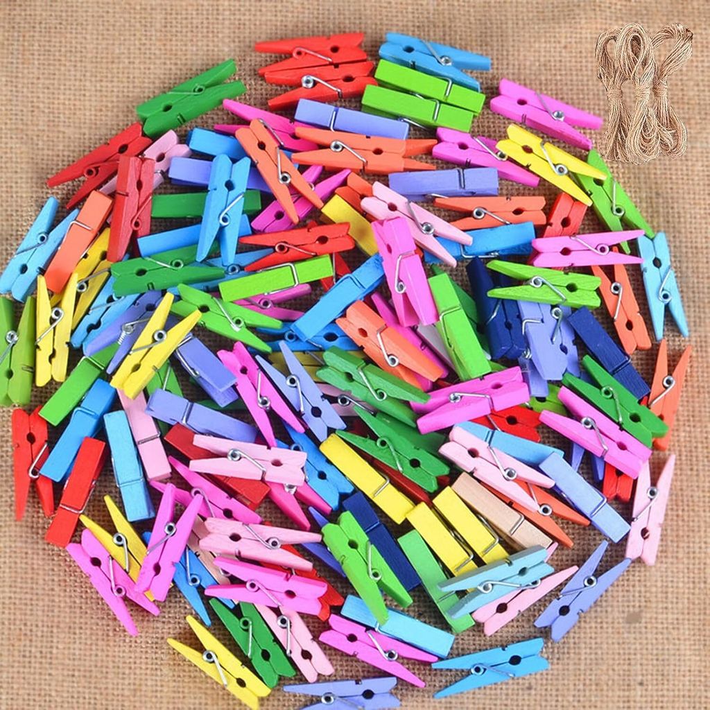 100Stück Wäscheklammern aus Holz, kleine wäscheklammern langlebig, umweltfreundlich, Wäscheklammern zum Aufhängen von Kleidung (3.5 cm)