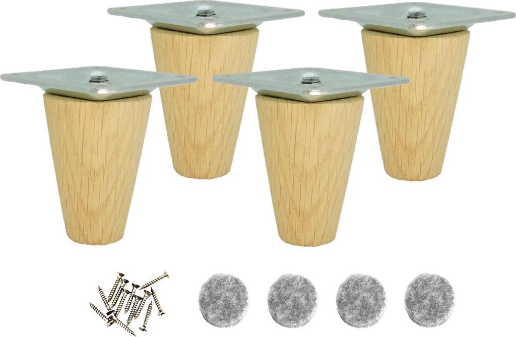 Deko-Set: 4 Holzfüße aus Eiche, 6 cm, unbehandelt, ideal Produktbild 