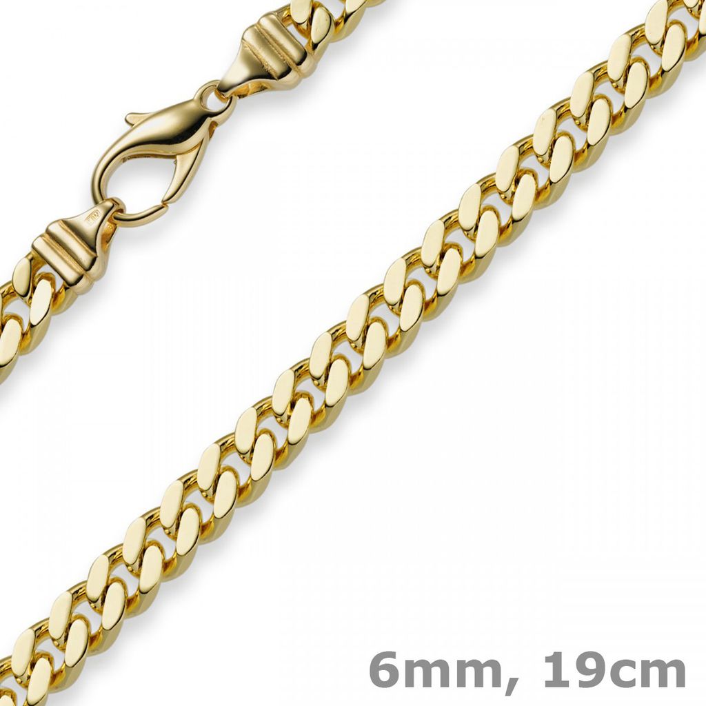 6mm Panzerarmband Armband Armkette 750 Gold Gelbgold 19cm Herren Goldarmband