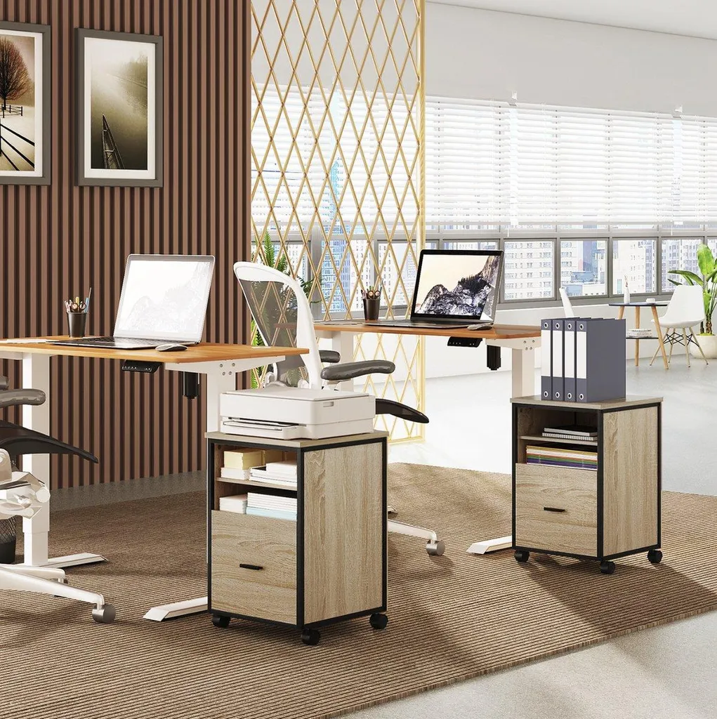Caisson de Bureau Londres Mobile pour Rangement de Documents en Bois