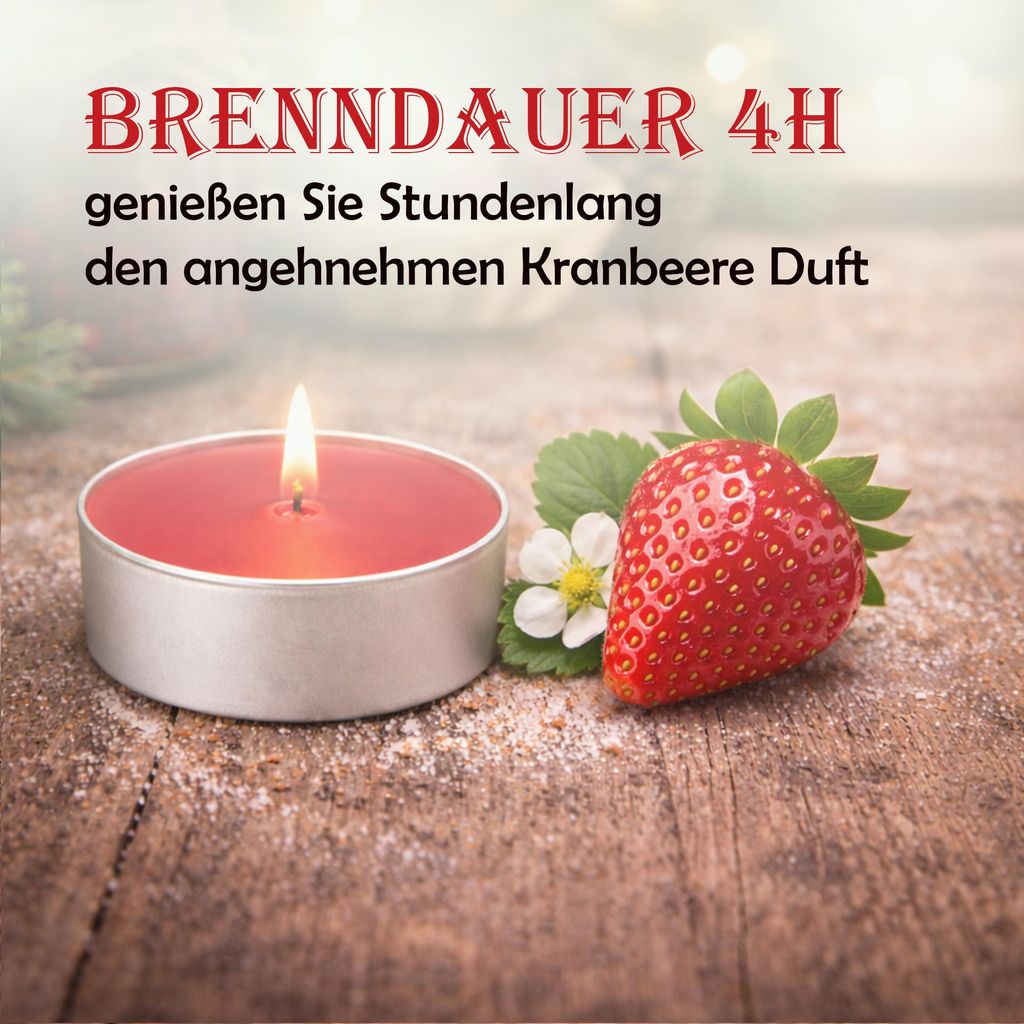 Duft-Teelichter 54er Pack – Duft Erdbeere, ca. 4 Stunden
