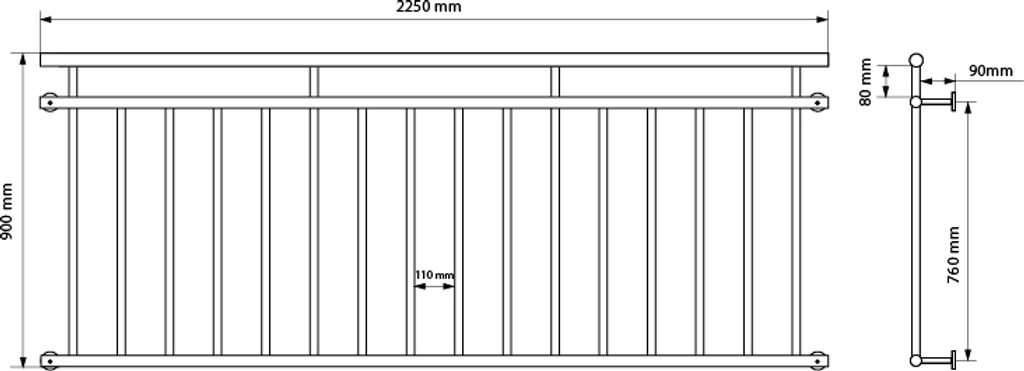 ECD Germany Französischer Balkon, 90x225 cm, mit 16 Produktbild 5