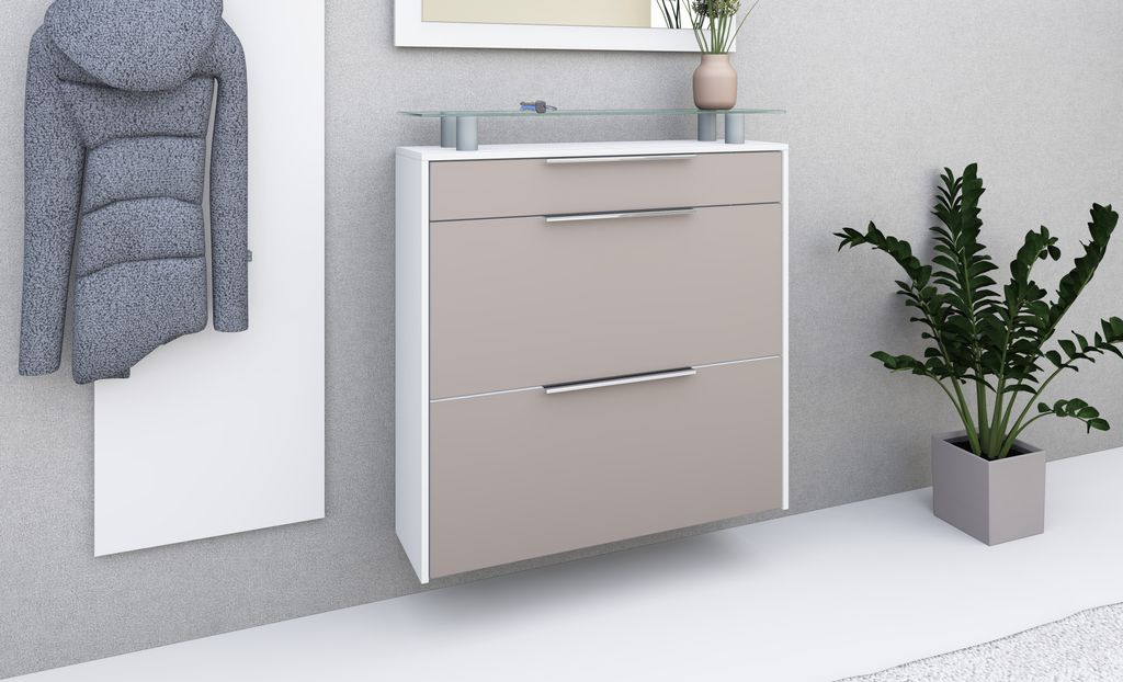 Hängeschuhschrank "Oliva2", weiß-cappuccino Produktbild 