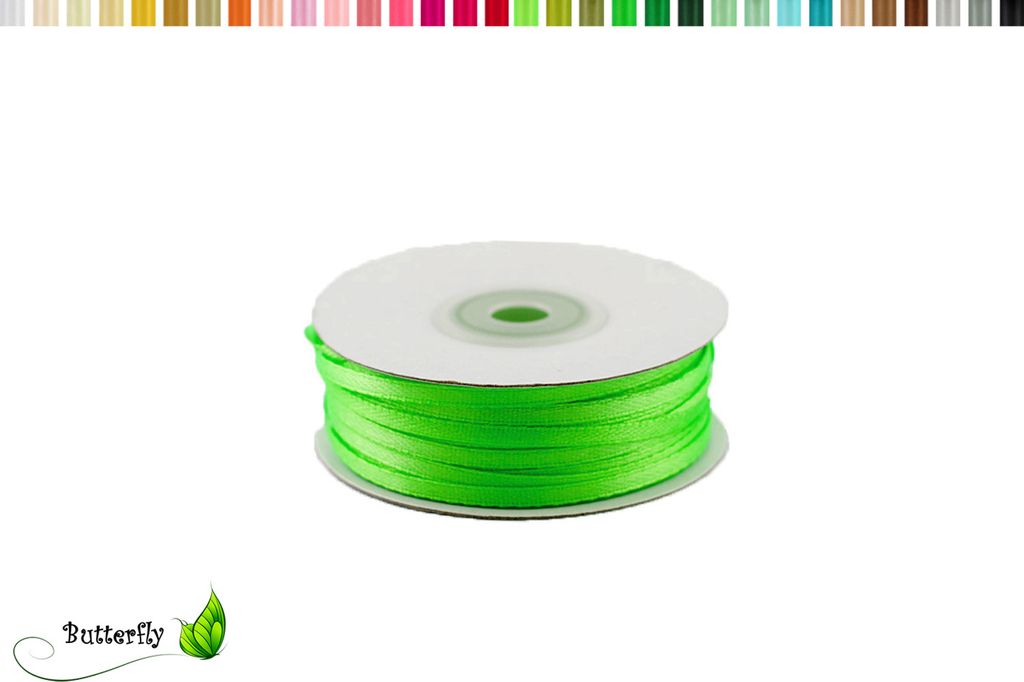 Satinband 3mm x 91m Rolle, Farbe:075 apfelgrün