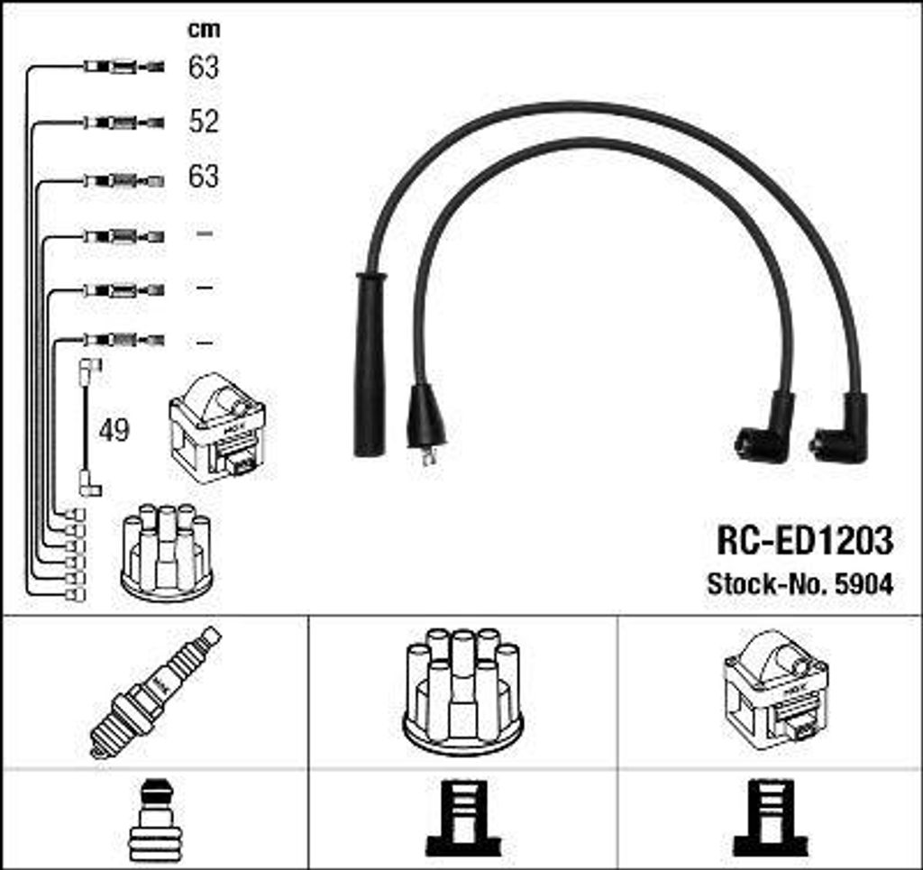NGK 5904 Zündkabelsatz Zündleitungssatz für DAIHATSU CHARADE III (G100, G101, G102)