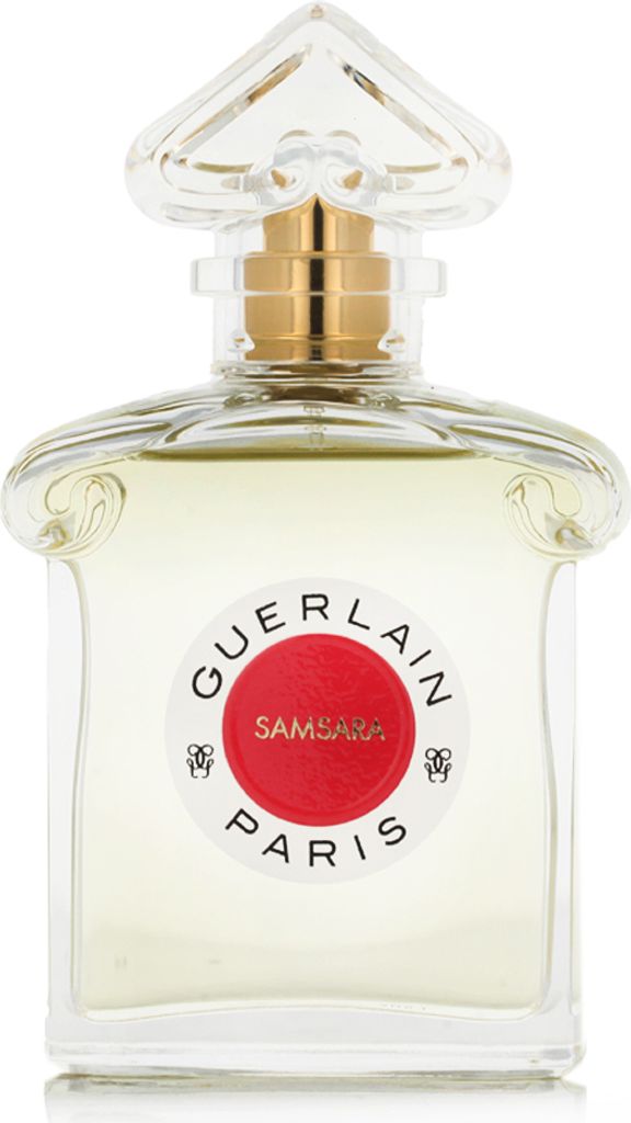 A bottle of Guerlain Samsara Eau de Toilette.