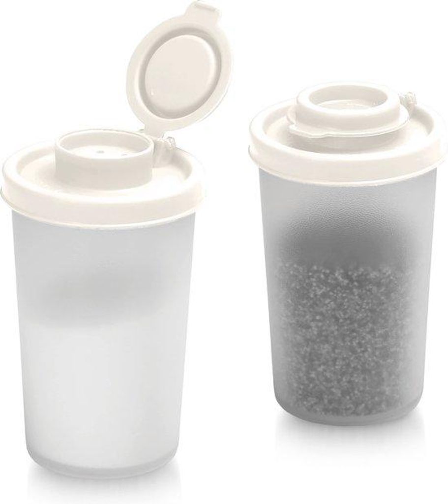 Kamperen set aus Plastik mit 2 großen Salzschüttern, luftdicht, weiß, Reisekrümel, Picknick, Outdoor, Küche