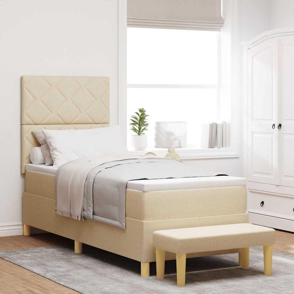 Maison Exclusive - Boxspringbett mit Matratze mit Kopfteil Creme 80 x 200 cm Stoff