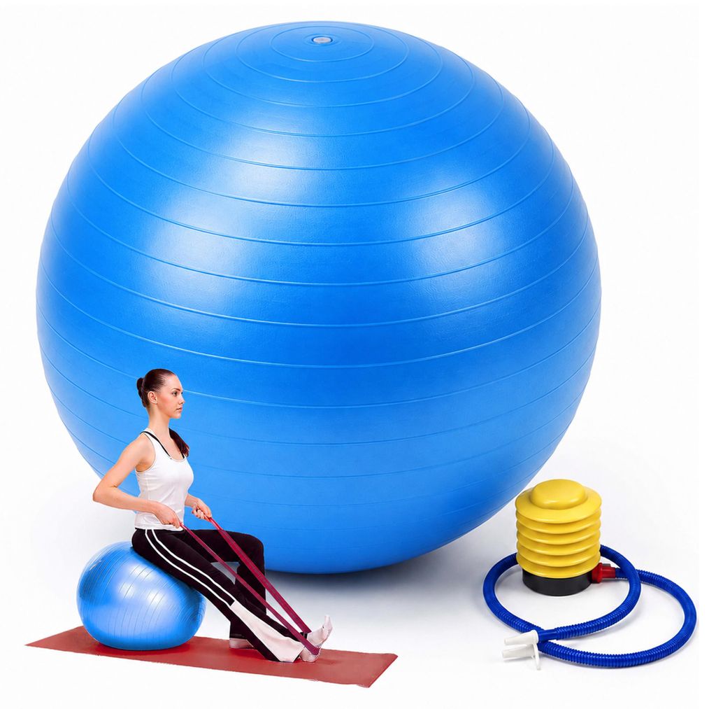 Relaxdays Gymnastikball, 75 cm, mit Luftpumpe, Anti Burst, Produktbild  KI-generiertes Bild