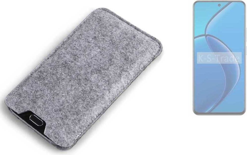K-S-Trade Filz Handyhülle kompatibel mit Realme 12 4G Schutzhülle Filztasche Filz Tasche Case Sleeve Handy Hülle Filzhülle grau