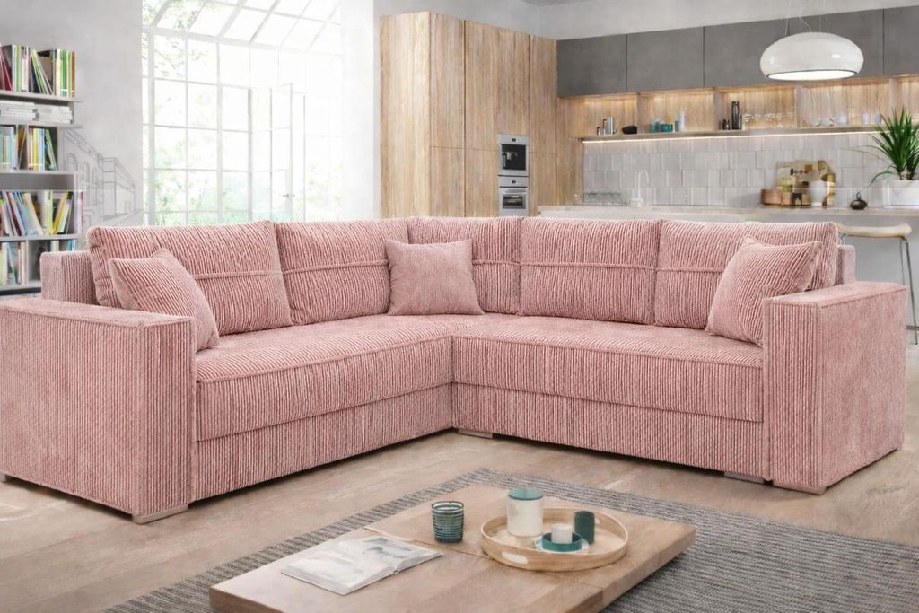 Couchgarnitur Ecksofa Sofa Sofagarnitur PARIS Cord Stoff Produktbild 