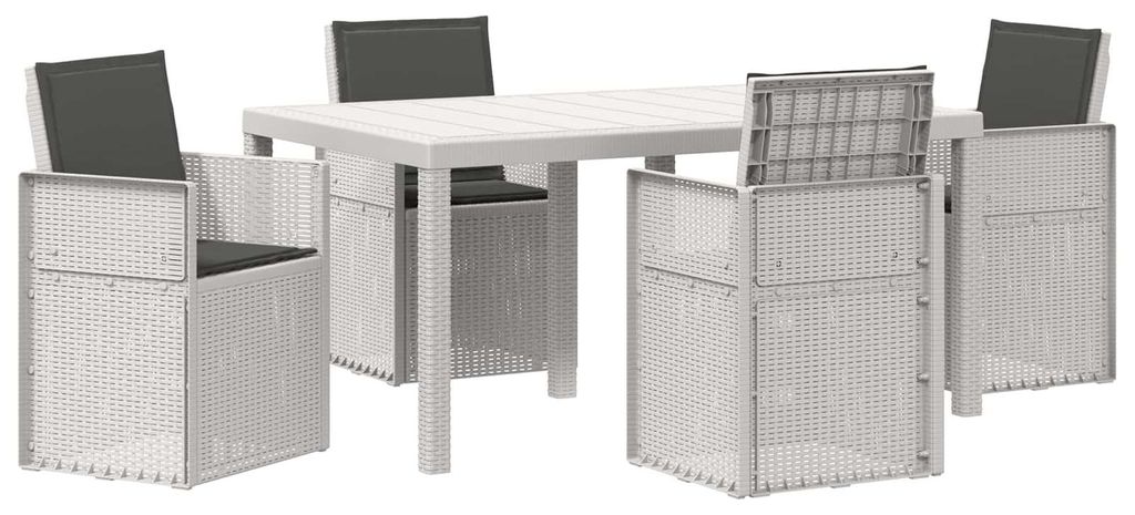 vidaXL Garten Essgruppe mit Kissen 5 pcs Weiß und Anthrazit PP