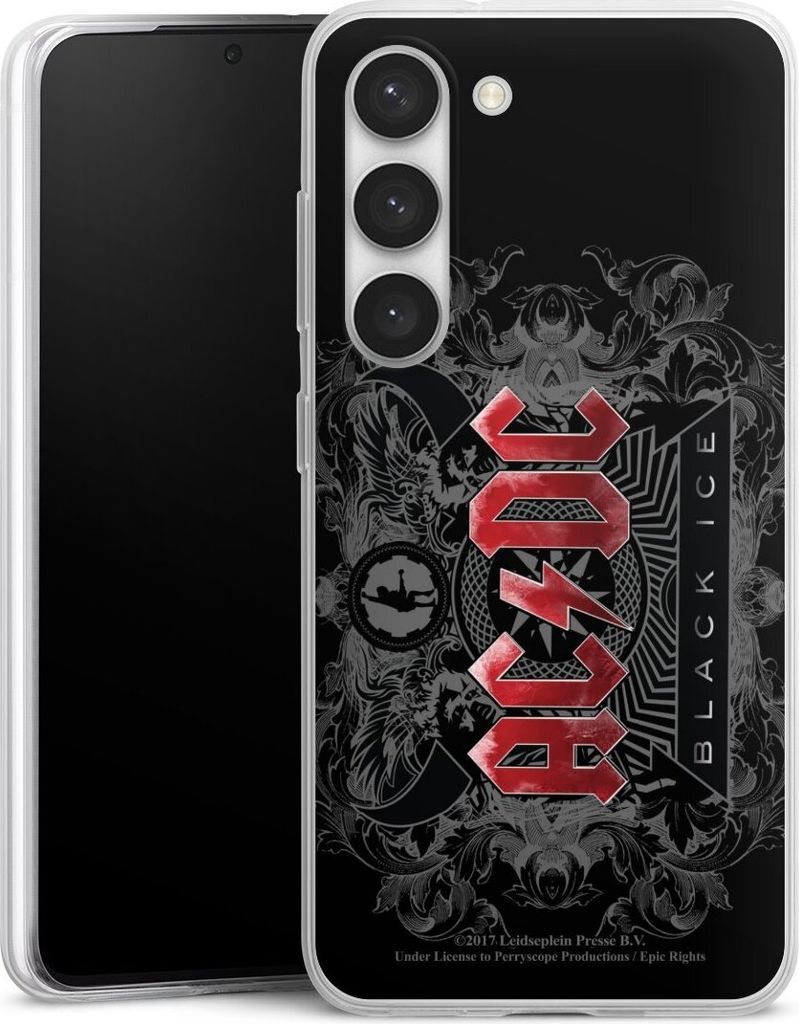 DeinDesign Slim Hülle für Samsung Galaxy S23 Silikon Case Ultra Dünn Handyhülle ACDC Black Ice Fanartikel