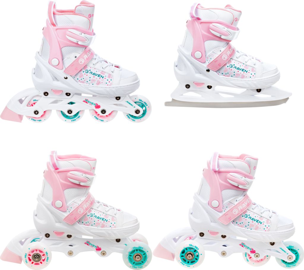 4in1 Inlineskates/Triskates/Rollschuhe/Schlittschuhe Raven Rosi verstellbar 35-39
