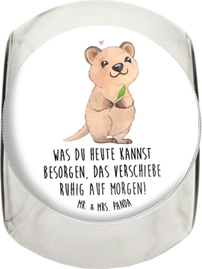 Mr. & Mrs. Panda Süßigkeiten Glas Quokka Happy XL 2000ml - Weiß - Geschenk, Bonboniere, Kaffeedose, Frischhaltedose, Teedose, Lustiger Spruch, V...