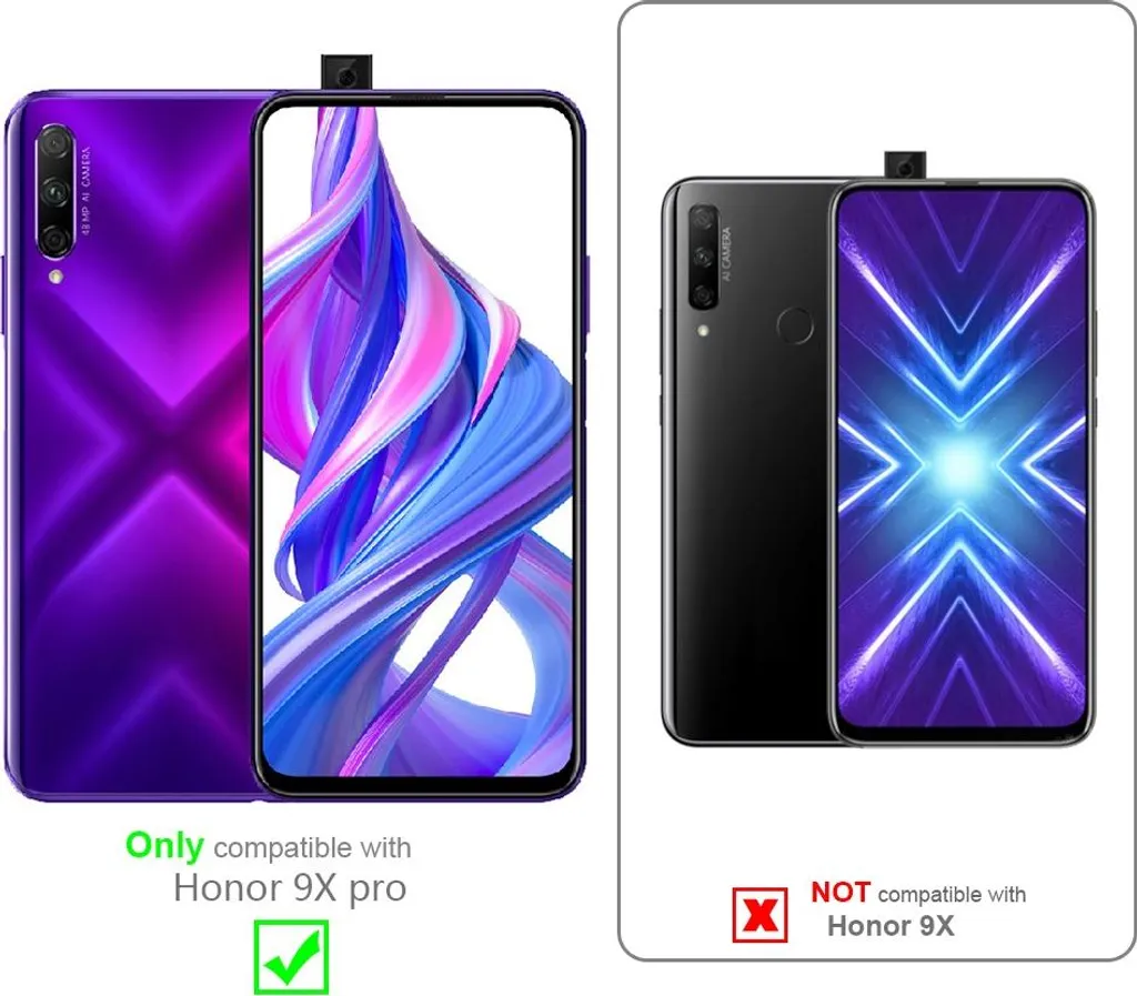 Cadorabo 3x pellicola blindata a schermo intero per Honor 9X PRO pellicola protettiva in vetro temperato nero di protezione del display