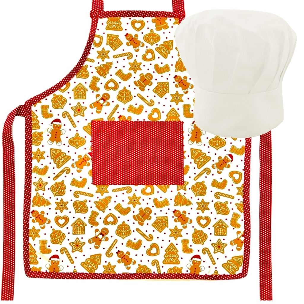 Weihnachtsschürze für Kinder inkl. Kochmütze – 50 x 59 cm – Produktbild 