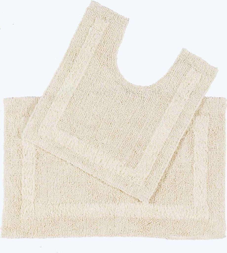 HOMESCAPES 2-tlg. Badgarnitur creme aus 100% Baumwolle