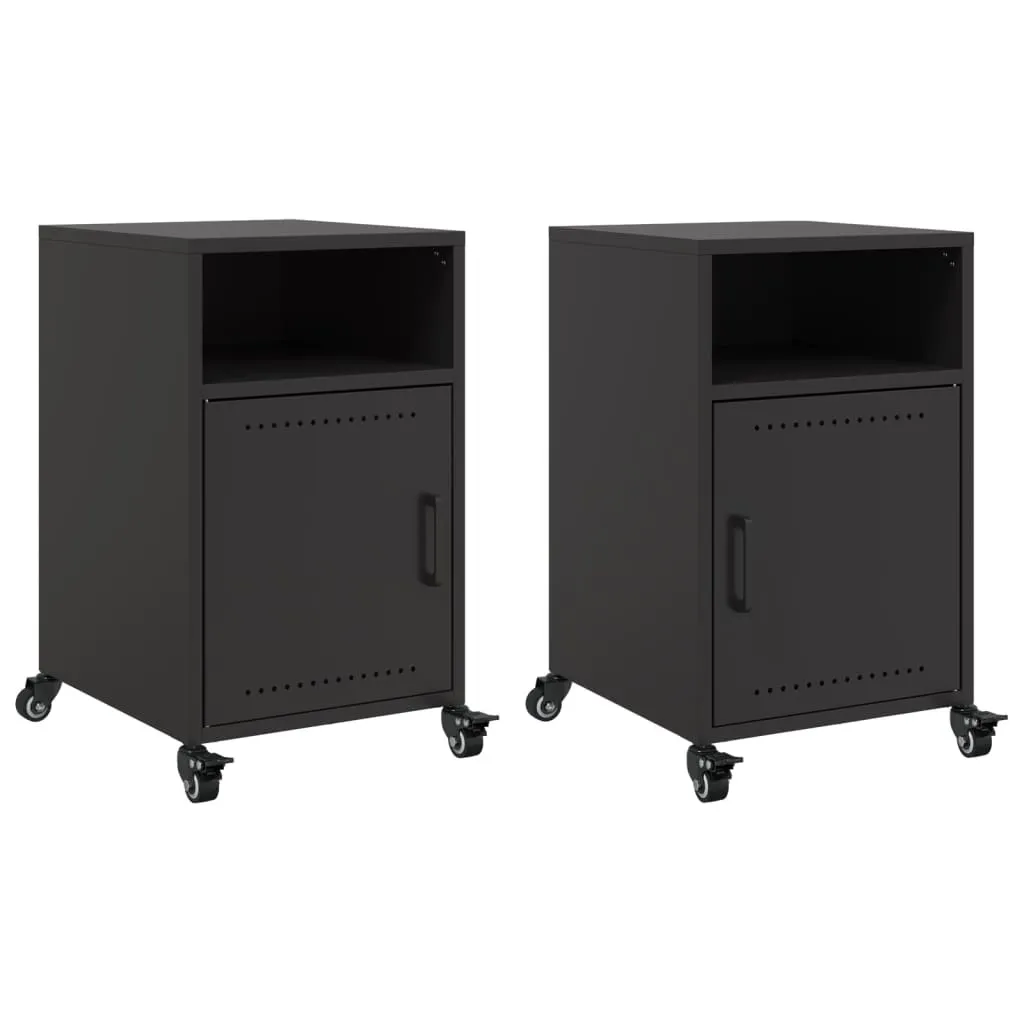 Pack de 2 Tables de Nuit en Acier Noir - Fini le Désordre dans la Chambre