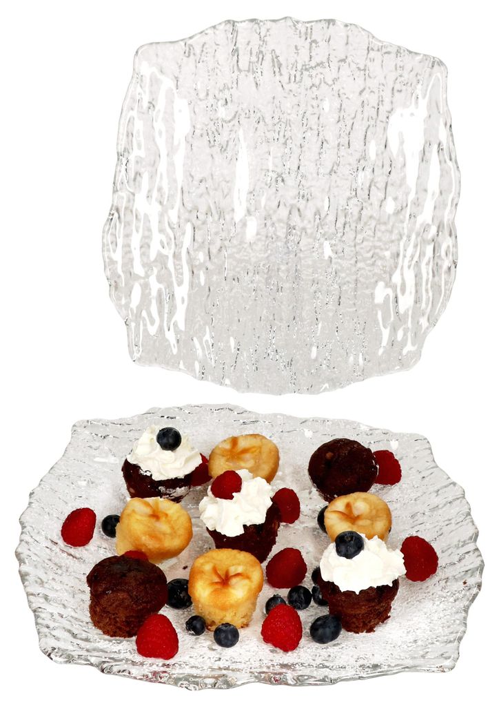2er Set St Tropez Servierplatte Glas quadratisch 28x28cm Produktbild 