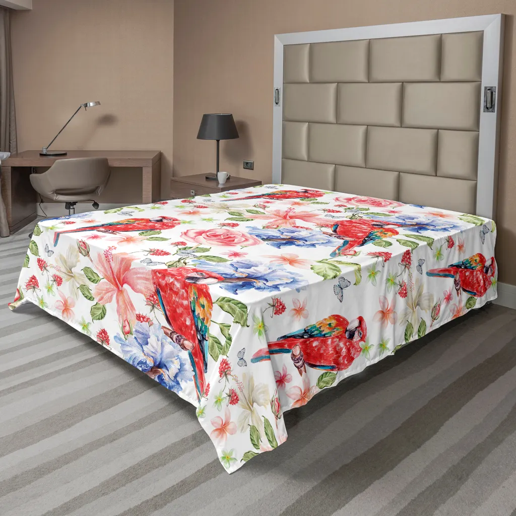 Drap-housse Perroquet Pastel 260x228 cm ABAKUHAUS Style Rétro Romantique