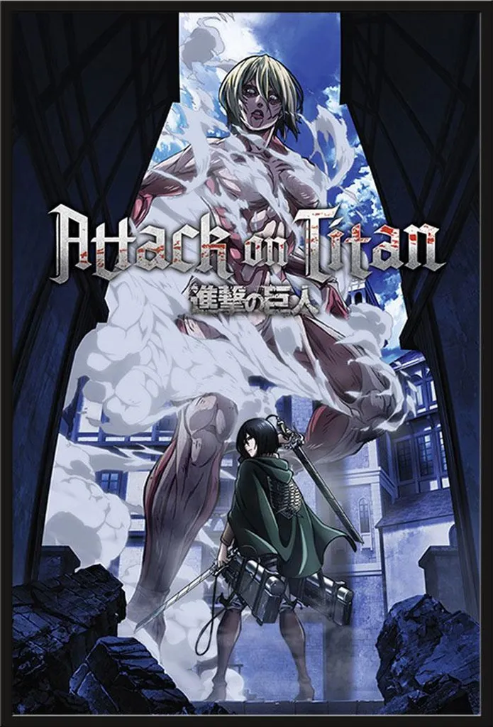 Affiche L'Attaque des Titans La Titanne s'approche Cadre Shinsuke Maxi
